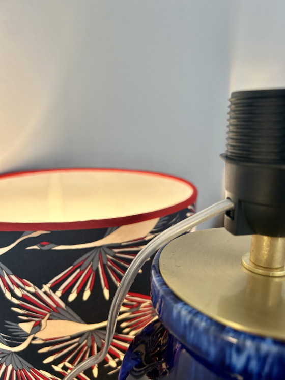Image 1 of Large 1970s vase lamp with expressive glaze and typical pagoda shape
