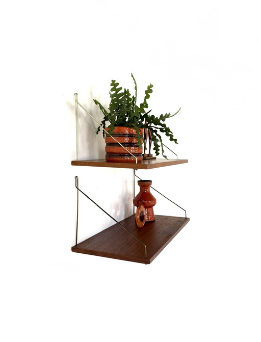 Ensemble de 2 étagères murales vintage en teck des années 60