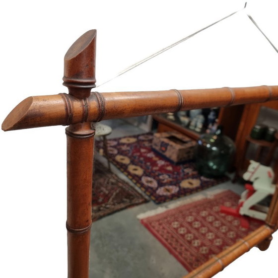 Image 1 of Grande specchio vintage in finto bambù