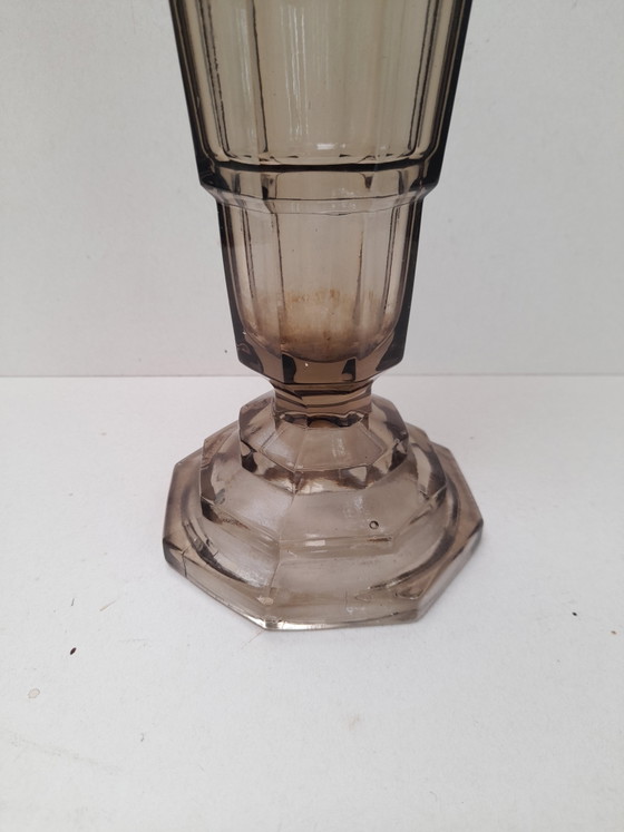 Grande vaso Art Déco in vetro pressato grigio – Vasi (photo 2 of 5)