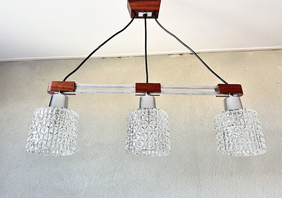 Suspension vintage en teck et chrome – Verre, Bois (photo 8 of 8)