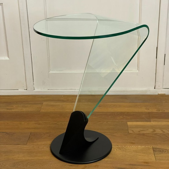 Image 1 of Table d'appoint Rimadesio – verre incurvé et métal noir mat