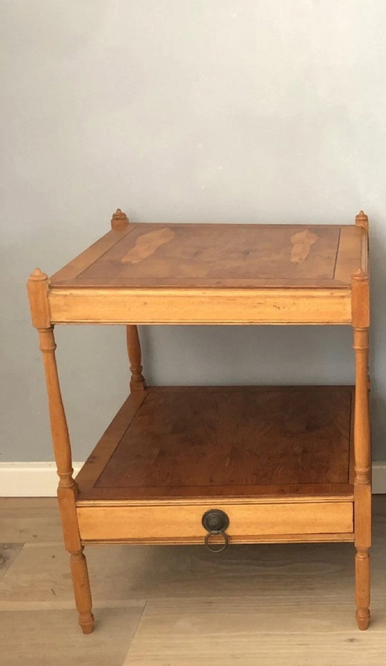2x Tables de nuit anglaises en bois avec tiroir, Marron (photo 2 sur 5)