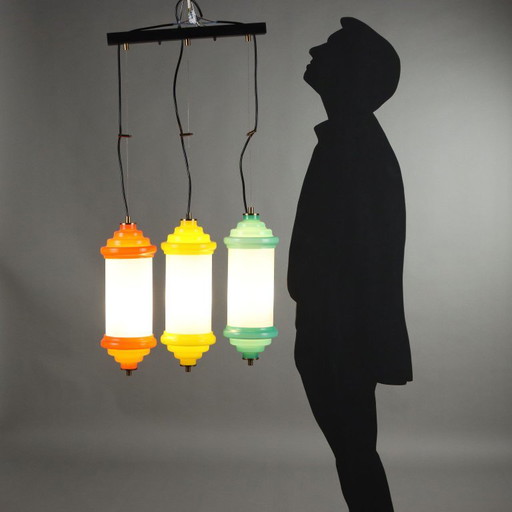 1960s Lamp with Colored Glass – hanglampen, Aluminium (photo 2 of 13)