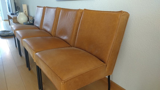 4x Haveco Zoeterwoude Esszimmerstühle, Leder, Braun (Foto 4 von 12)