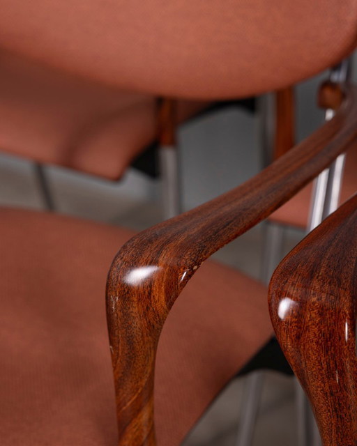 Set of 5 vintage 1980s Coro chairs with armrests, designed by Origlia for Origlia Italy 