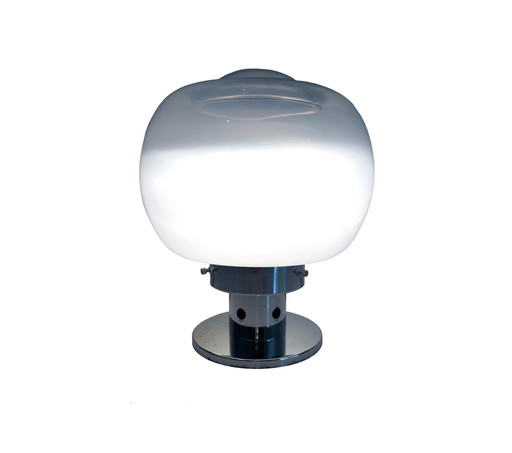 Lampada da tavolo vintage • Acciaio e vetro • Murano • Era spaziale • 1970