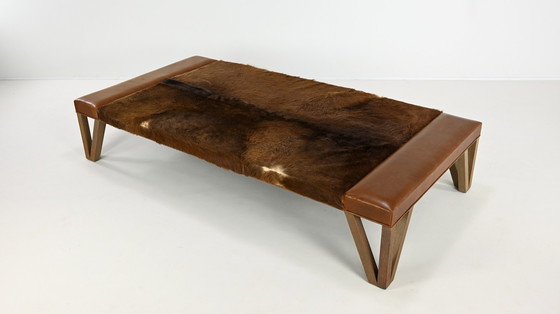 Image 1 of Lionel Jadot, Important Daybed in Cowhide, Leather and Oak. C.2010