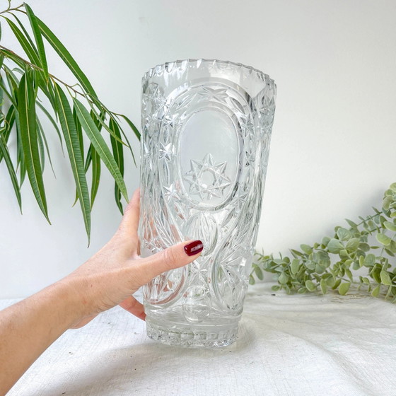 Vintage Chiseled Crystal Vase (photo 7 of 12)