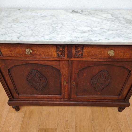 Image 1 of Antike Kommode, Anrichte, Schrank, Waschtisch mit Marmorplatte 302