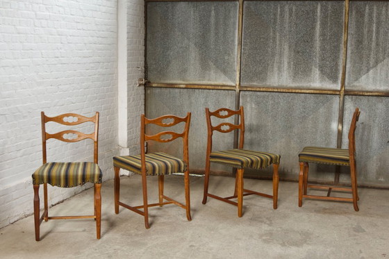 Image 1 of 4x oak and wool dining room chairs by Henning Kjaernulf, 1960's