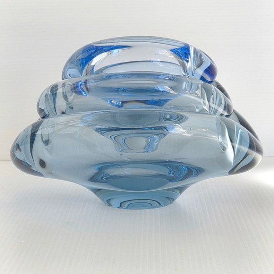 Image 1 of SET DE 7 CENDRIERS VINTAGE 1950 EN VERRE SERIE AKVA DE PER LUKTEN HOLMEGAARD