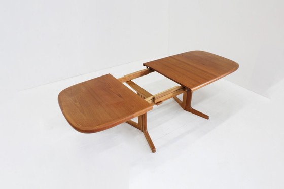 Image 1 of Vintage Danish oval extendable dining table teak by Johs. Kristoffersen & Son