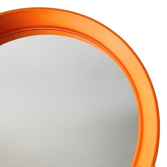 Image 1 of Mid-century Duitse space age spiegel oranje kunststof Lange Germany 1960's