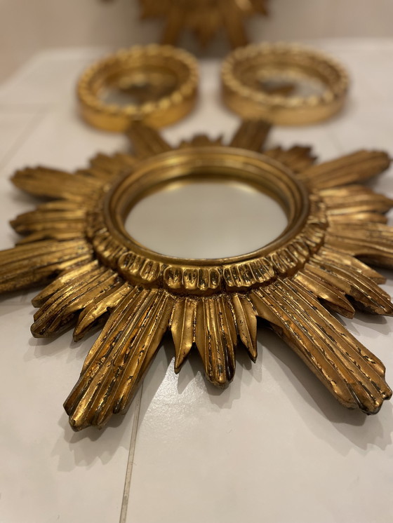 Image 1 of Frame / Mirror Sun Ø 42,5 And Oval 24x18 Cm In Gold / Art / Decoration / Ornaments