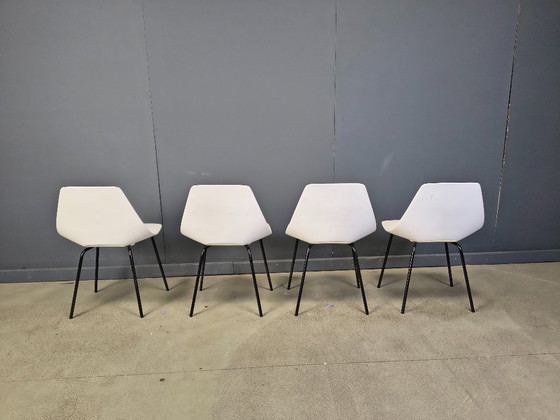 Image 1 of 4x Vintage Tonneau Chairs Design By Pierre Guariche, 1980s