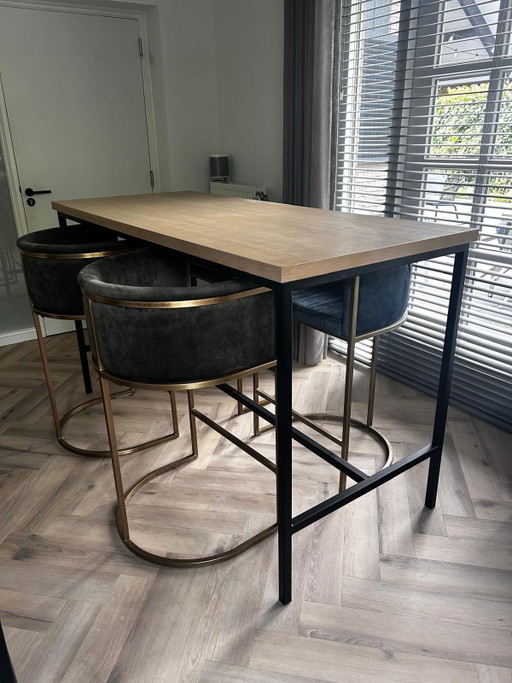 Table Haute Avec 4 Tabourets de Bar