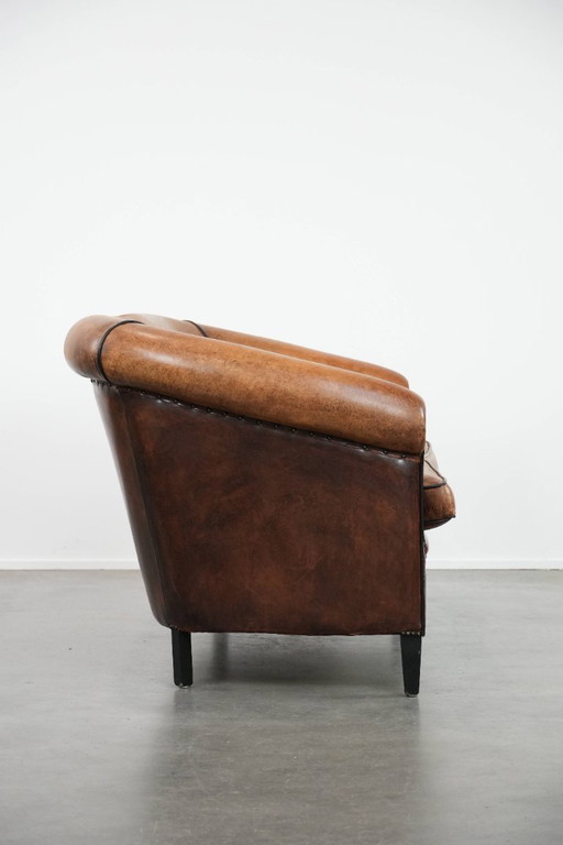 Comfortabele vintage schapenleren 2.5 zits clubbank