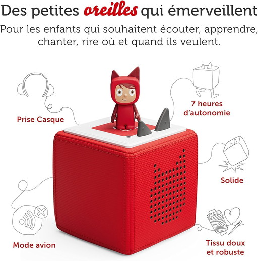 tonies Mon Premier Coffret Toniebox Rouge + 1 Figurine Tonie Créatif, boîte à Histoire & Musique pour Enfant 3-7 Ans, conteuse d