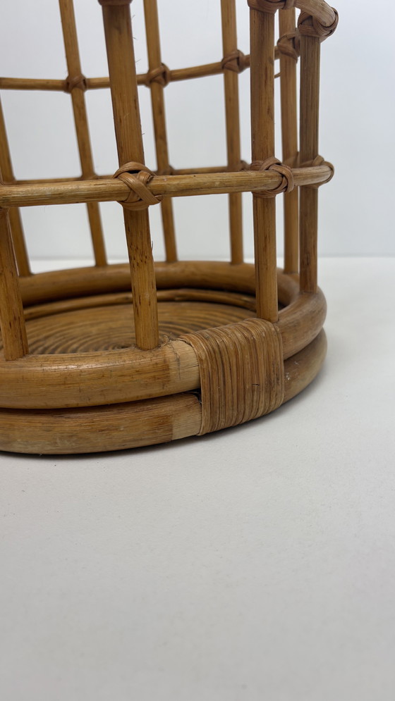 Image 1 of Vintage paraplubak bamboe rotan mand design Franco Albini