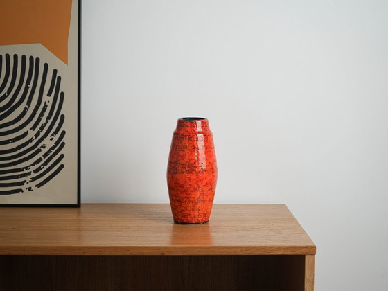 Vaso in ceramica, design tedesco, anni '60, prodotto nella Germania Ovest, Vasi, Arancione (foto 9 di 9)