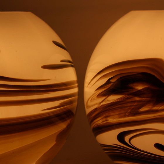 Image 1 of 2 lampes de table vintage en verre soufflé à la bouche par Brilliant