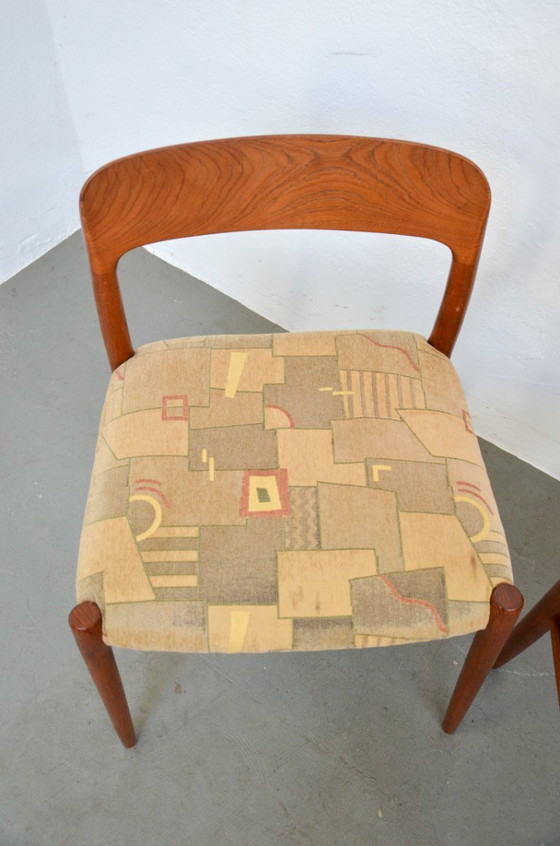Image 1 of 4x Stoel Model 75 Niels Møller Teak Deense Midcentury Niels Möller
