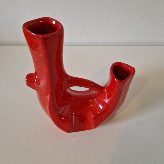 Image 1 of Vintage ceramic vase red vase art nouveau art deco
