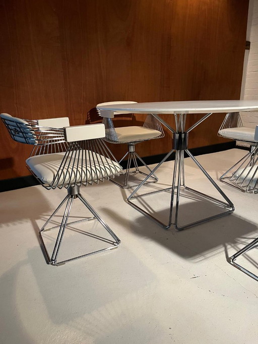 Table et 4 chaises à manger Rudi Verelst pour Novalux 