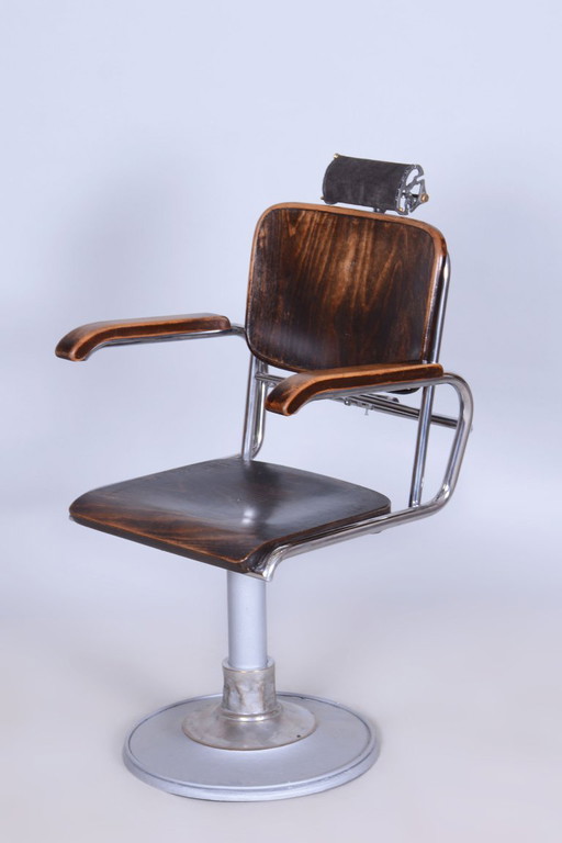 Originele Bauhaus Kappersstoel, van Mücke - Melder, Beuken, Tsjechisch, jaren 30 – stoelen fauteuils, Metal, Wood