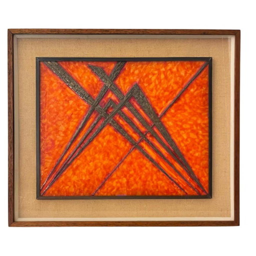 Antonio Secci, Composition abstraite brutaliste, Techniques mixtes sur panneau, 1969