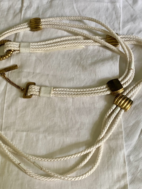 GEORGES RECH – Rara cintura vintage a tripla treccia (pelle e tessuto) anni '80 – Regali, Leather, Textile (photo 4 of 9)