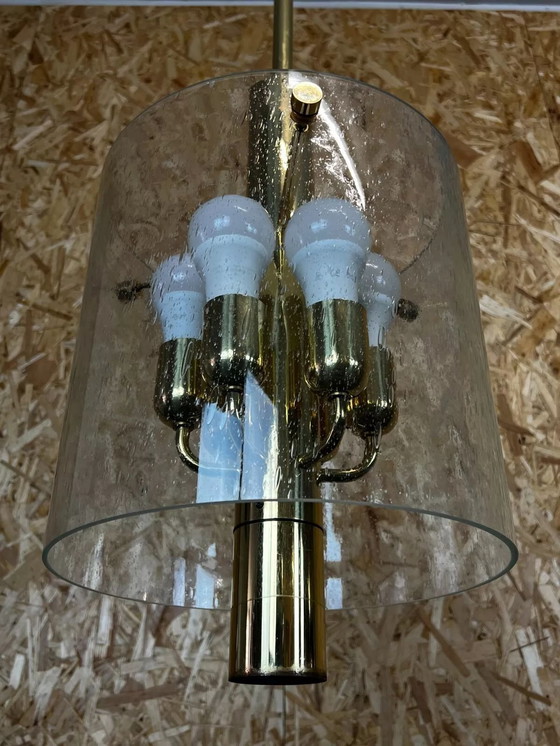 Image 1 of Lampadario anni &#39;60-&#39;70, enorme lampadario a sospensione in vetro Limburg e design cromato