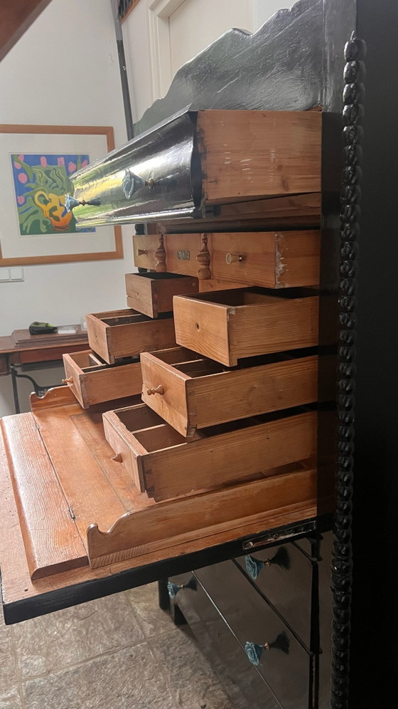 Brocante secretaire – Opbergkast, Keramiek, Hout (photo 6 of 11)