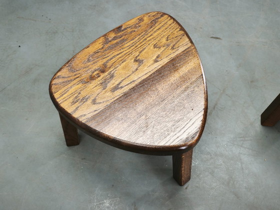 1960s Czechoslovak Mid-Century Solid Oak Nesting Tables, Set of Three – Side tables, Wood (photo 5 of 10)