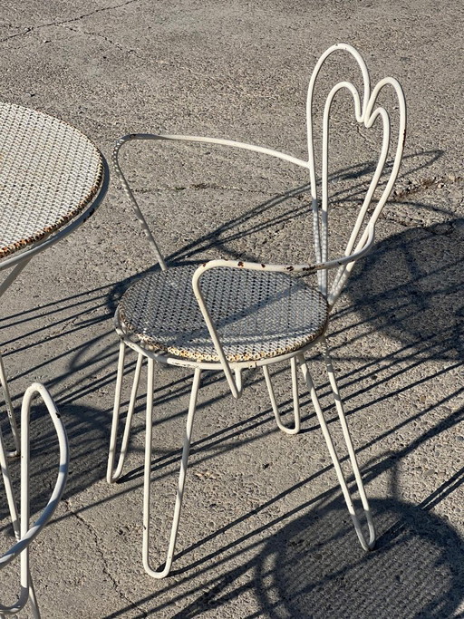 Mathieu Matégot wrought iron garden furniture, 1950