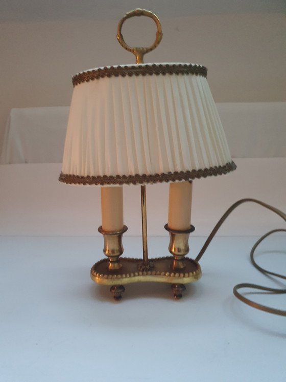 Image 1 of Vintage Bouillotte Lamp Toegeschreven aan Lucien Gau - Elegant Frans Ontwerp