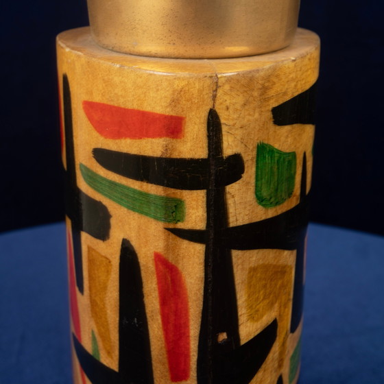 Thermos Aldo Tura Mod. 796D en parchemin à décor abstrait, 1940 – Objets déco, Leather, Abstract (photo 20 of 24)