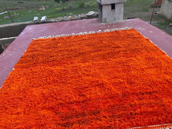 Large Beni Ouarain Rug 260x260 cm – Vibrant Orange Wool, Unique Piece – Rugs & carpets, Cotton, Bohemian (photo 9 of 13)