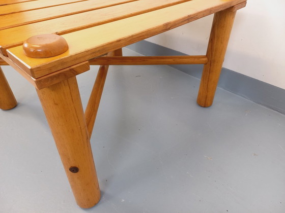 Image 1 of Vintage square coffee table in solid pine from the 70s and 80s