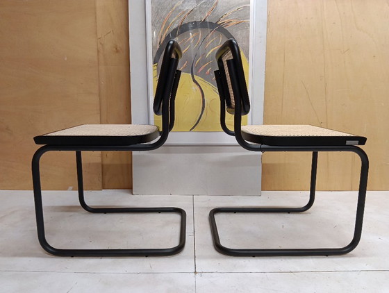 Image 1 of ALIVARMVSEVM 104. SET of 2 CESCA B32 Chairs (NEW) in Black Frame Limited Edition 