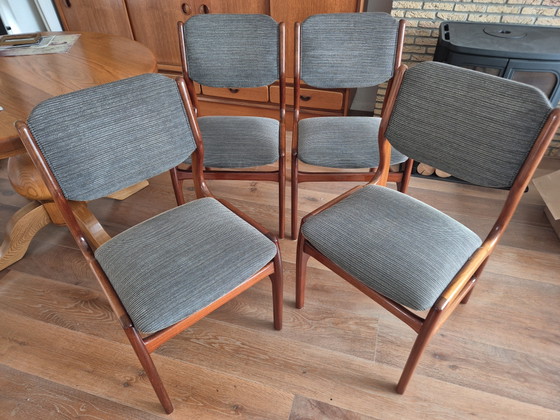 Sedie da pranzo vintage design danese – Set di 4 – Teak – Anni '60/'70 – Textile, Wood (photo 2 of 7)