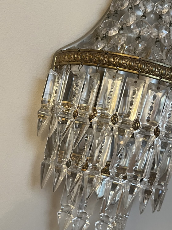 Image 1 of Set Of 2 French Pocket Chandelier Wall Lights Crystal Pendants