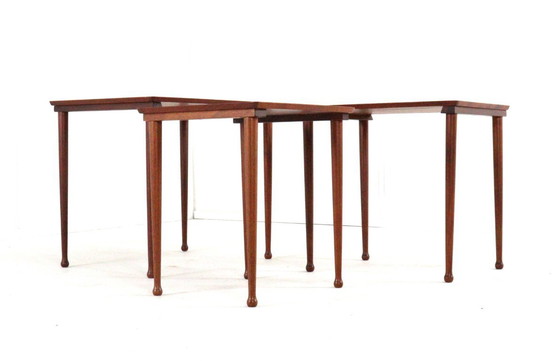 Image 1 of Jørgen Aakjær Jørgensen for Møbelintarsia nesting tables vintage Danish design