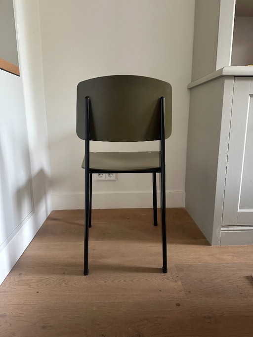 6x Sillas Vitra Standard SP Jean Prouvé Verde oliva / Negro