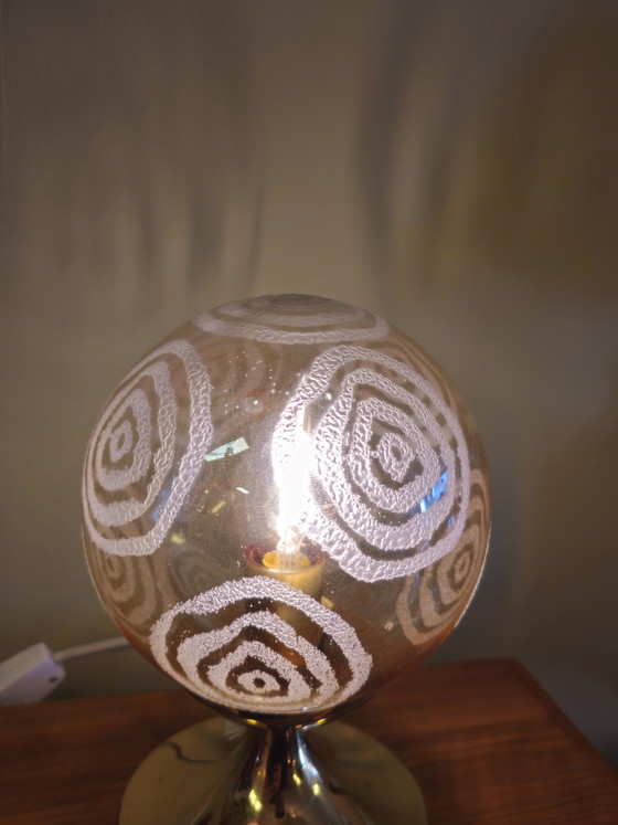 Image 1 of Vintage Brass Glass Globe Table Lamp Desk Lamp