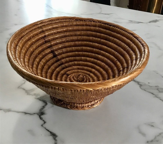 Image 1 of Large woven wicker bowl Cameroon