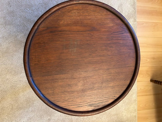 Image 1 of Tavolino laterale in legno in stile bobina con gambe tornite