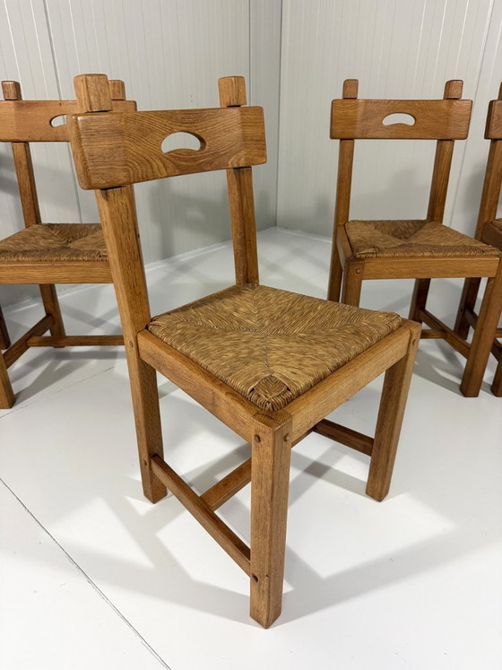 6 X Rustieke Blonde Eiken Eetkamerstoelen 1960's – Wicker (photo 13 of 22)