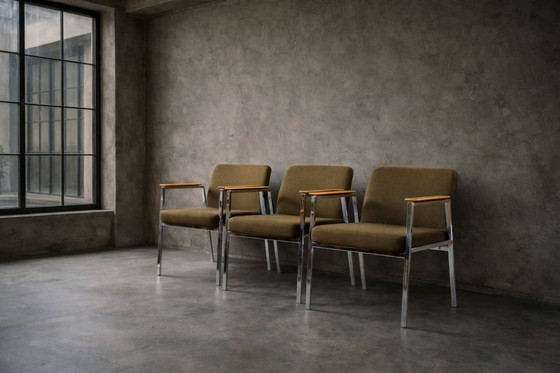 Image 1 of Vintage Duitse bruine conferentiestoel uit het midden van de 20e eeuw van Drabert, jaren 70.